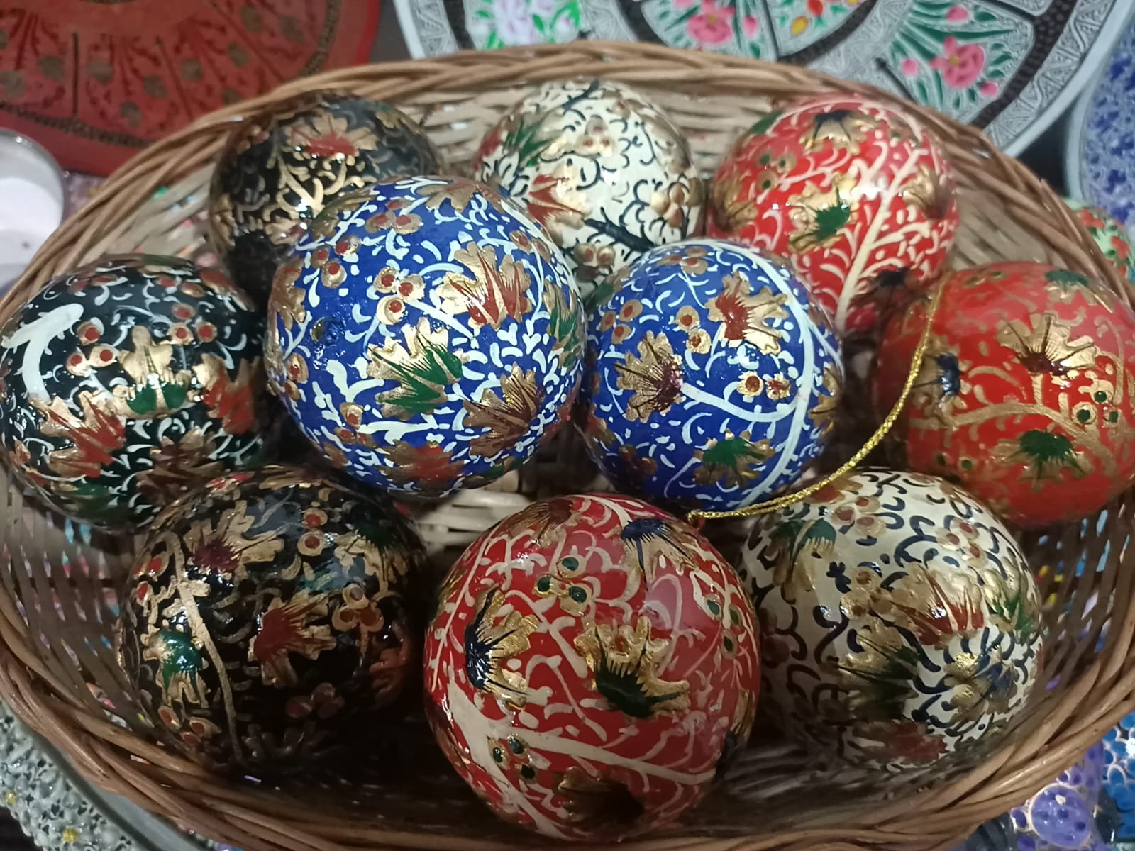 Handmade Christmas Balls,Indian Ornaments,Christmas tree Decoration,Paper Mache bauble,Handmade Christmas Ornament,Hanging christmas Bauble.